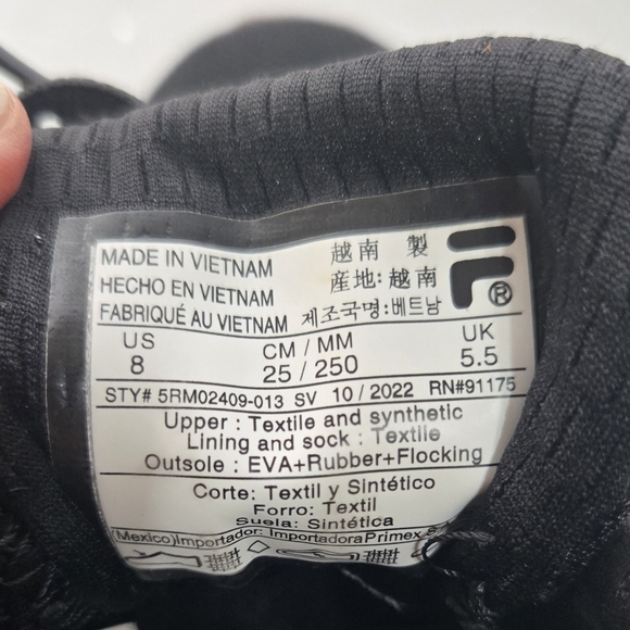 FILA Black and White Women's Sneakers. Sz 8 - Picture 4 of 6